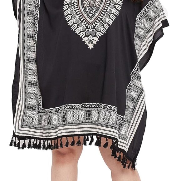 Plus Size Kaftan Dress Polyester African Dashiki Tassels Beach Resort Wear - Picture 1 of 7